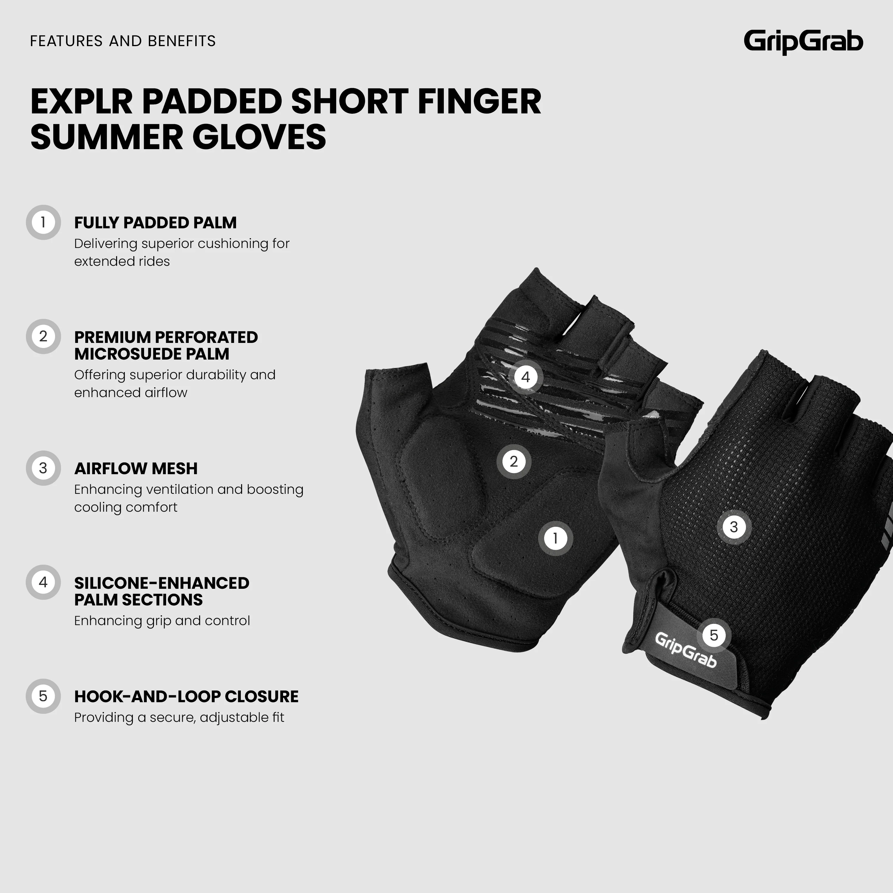 EXPLR Padded Short Finger Summer Gloves - Image 6