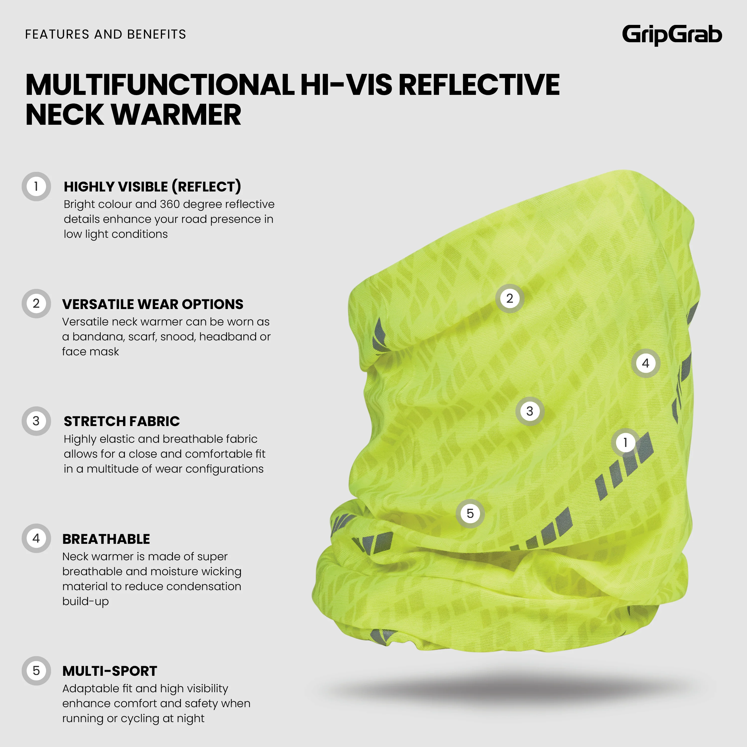 Multifunctional Reflective Hi-Vis Neck Warmer - Image 5