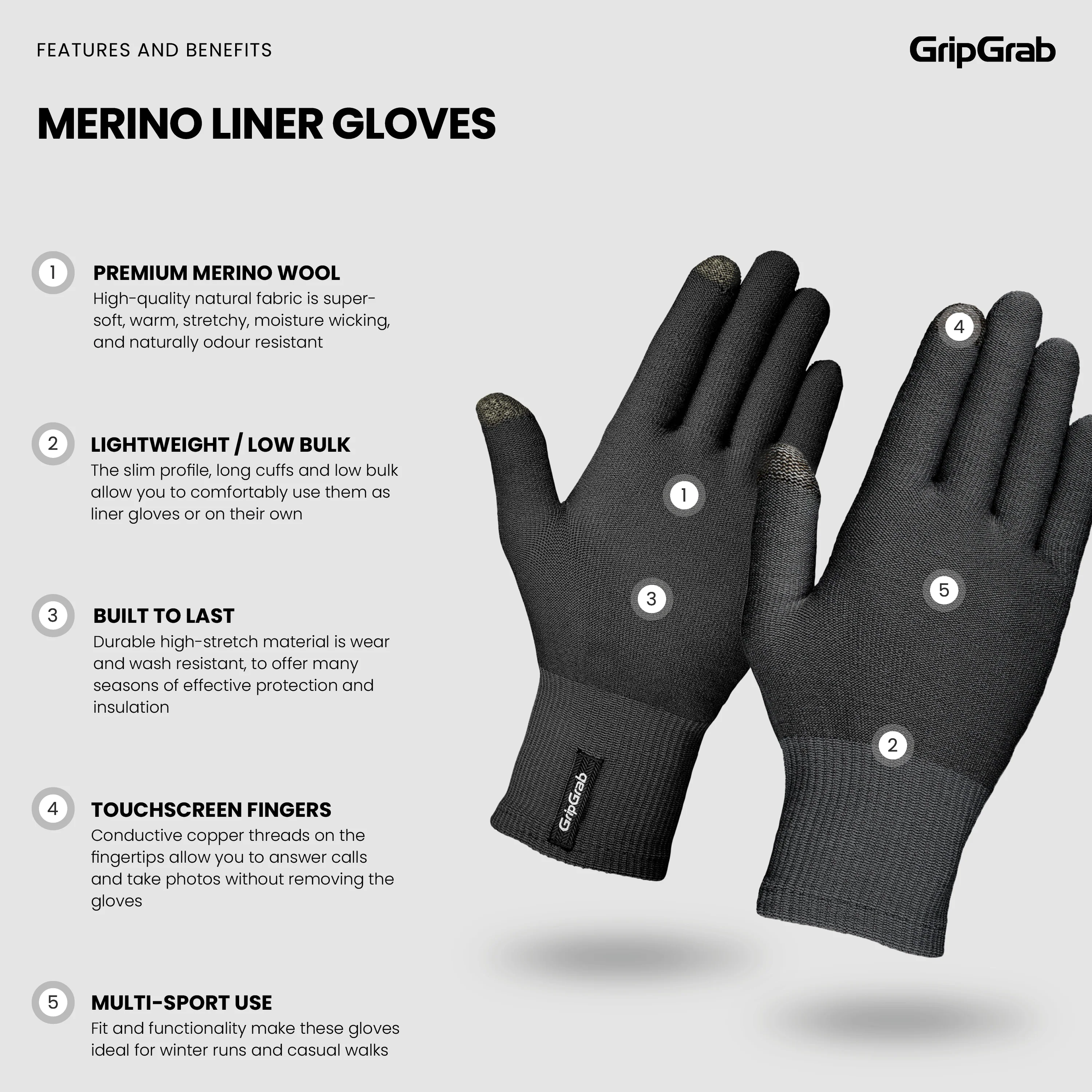 Merino Wool Liner Gloves - Image 5