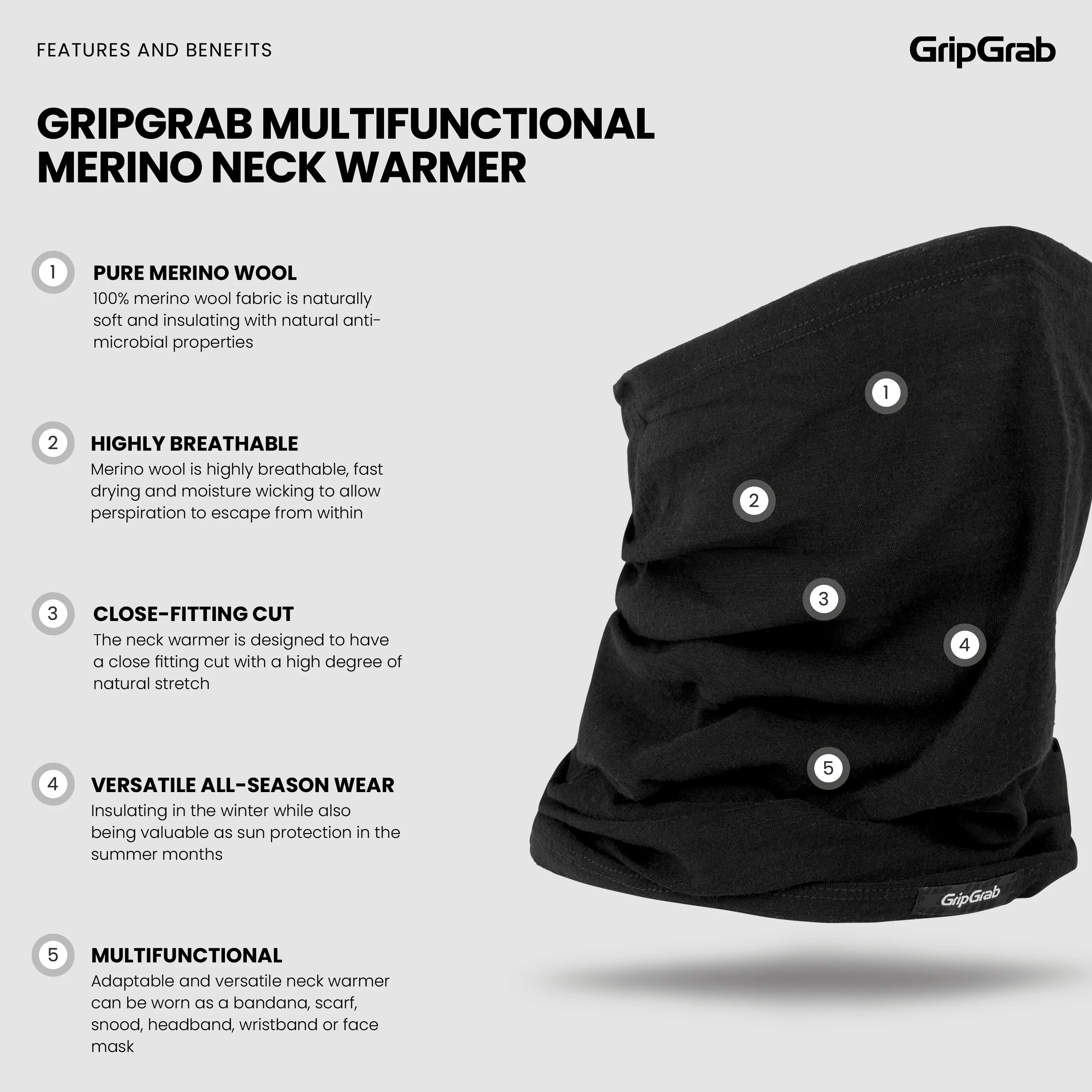 Multifunctional Merino Neck Warmer - Image 4