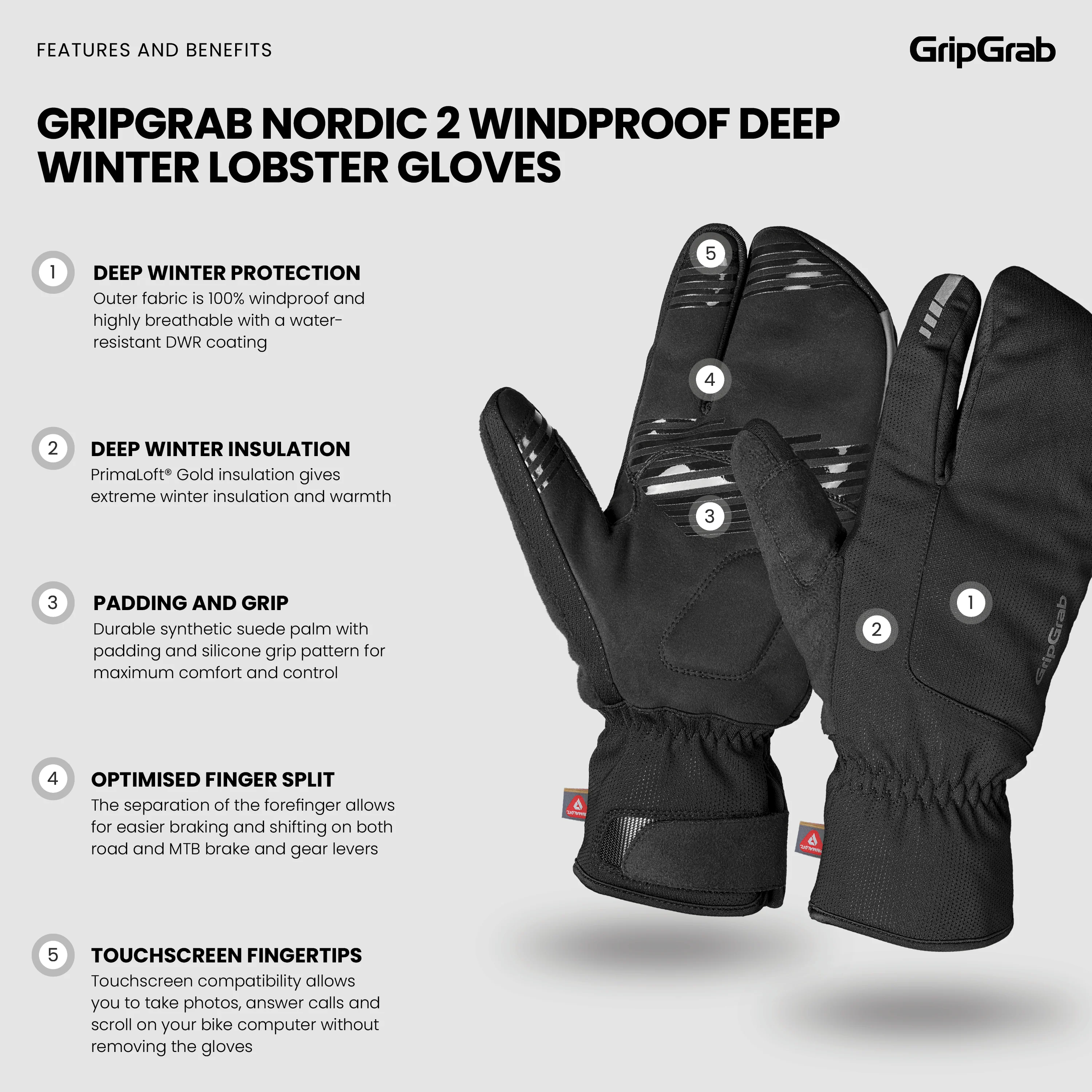 Nordic 2 Windproof Deep Winter Lobster Gloves - Image 7
