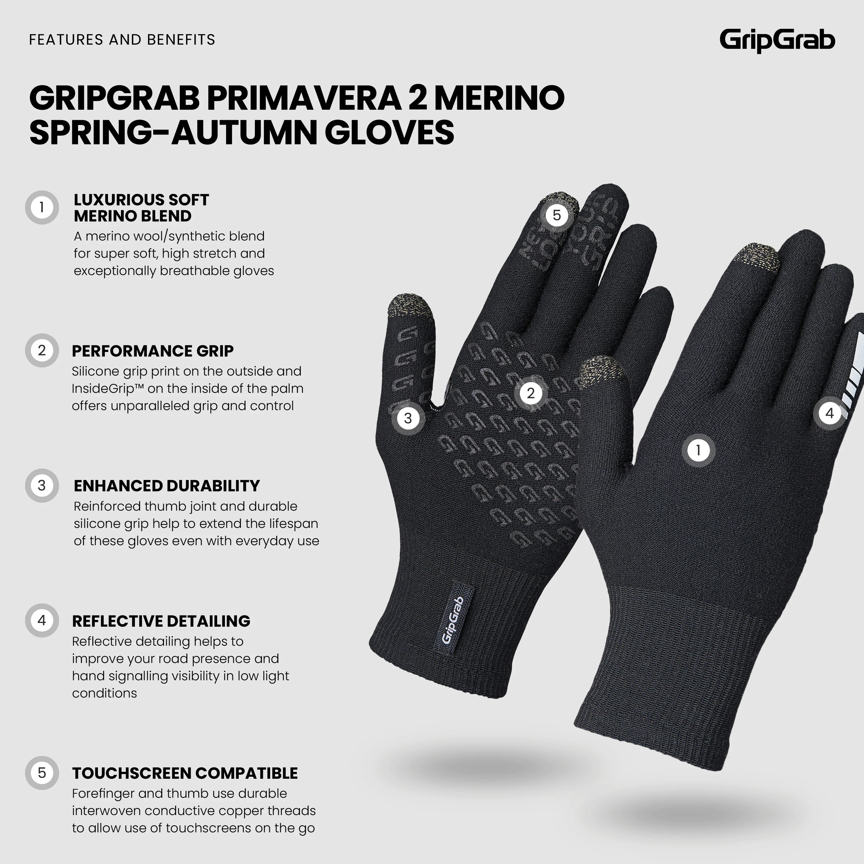 Primavera 2 Merino Spring-Autumn Gloves - Image 6