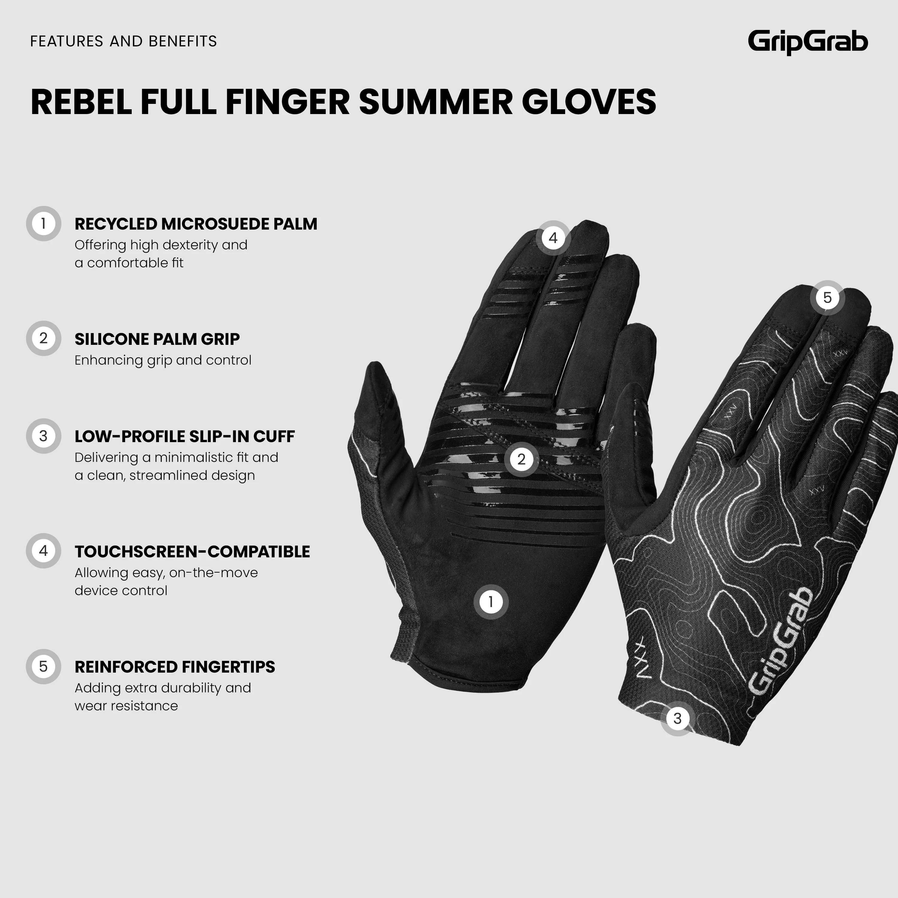 Rebel Full Finger Summer Gloves - Image 6