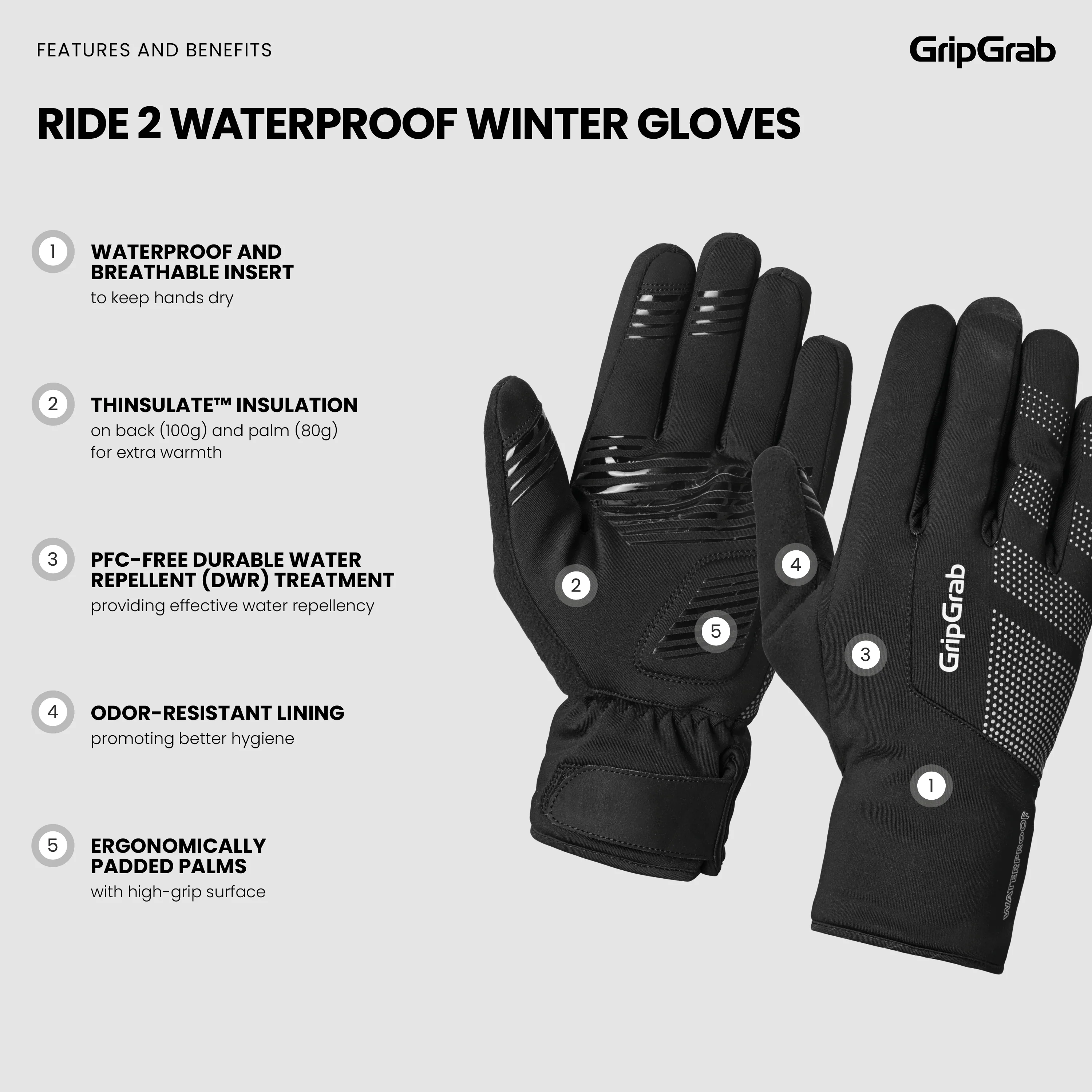 RIDE 2 Waterproof Winter Gloves - Image 8