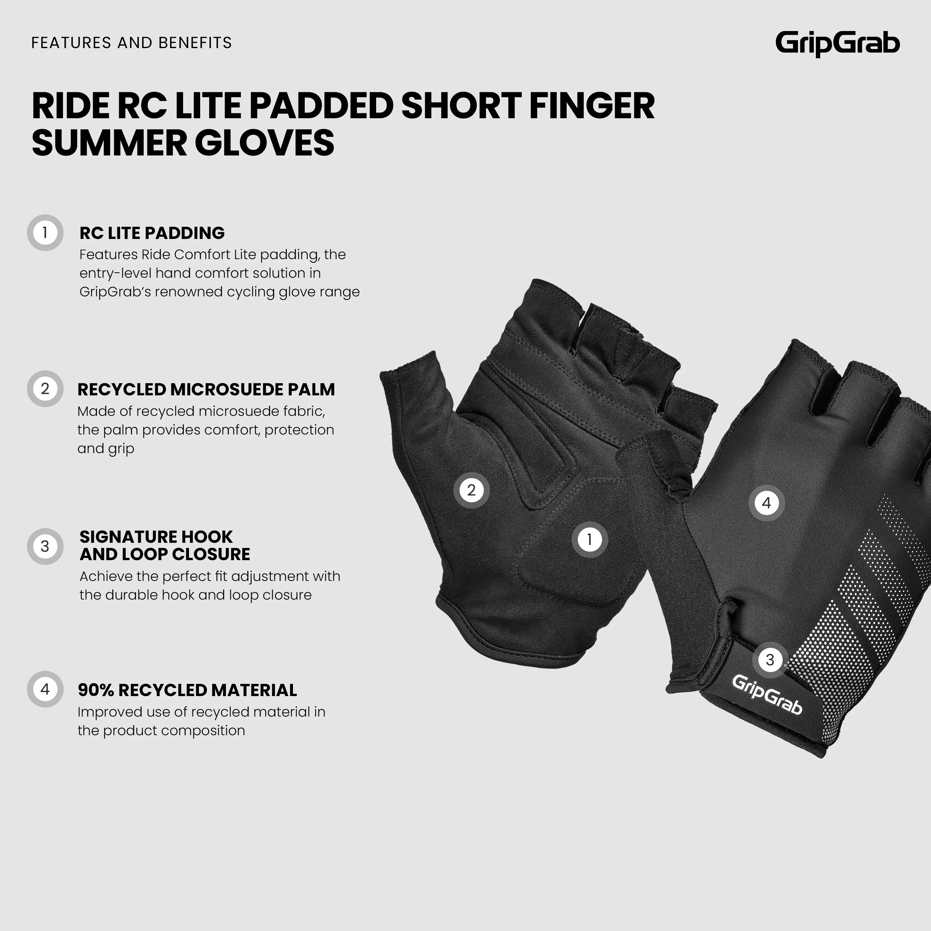 RIDE Lite Padded Short Finger Summer Gloves - Image 4