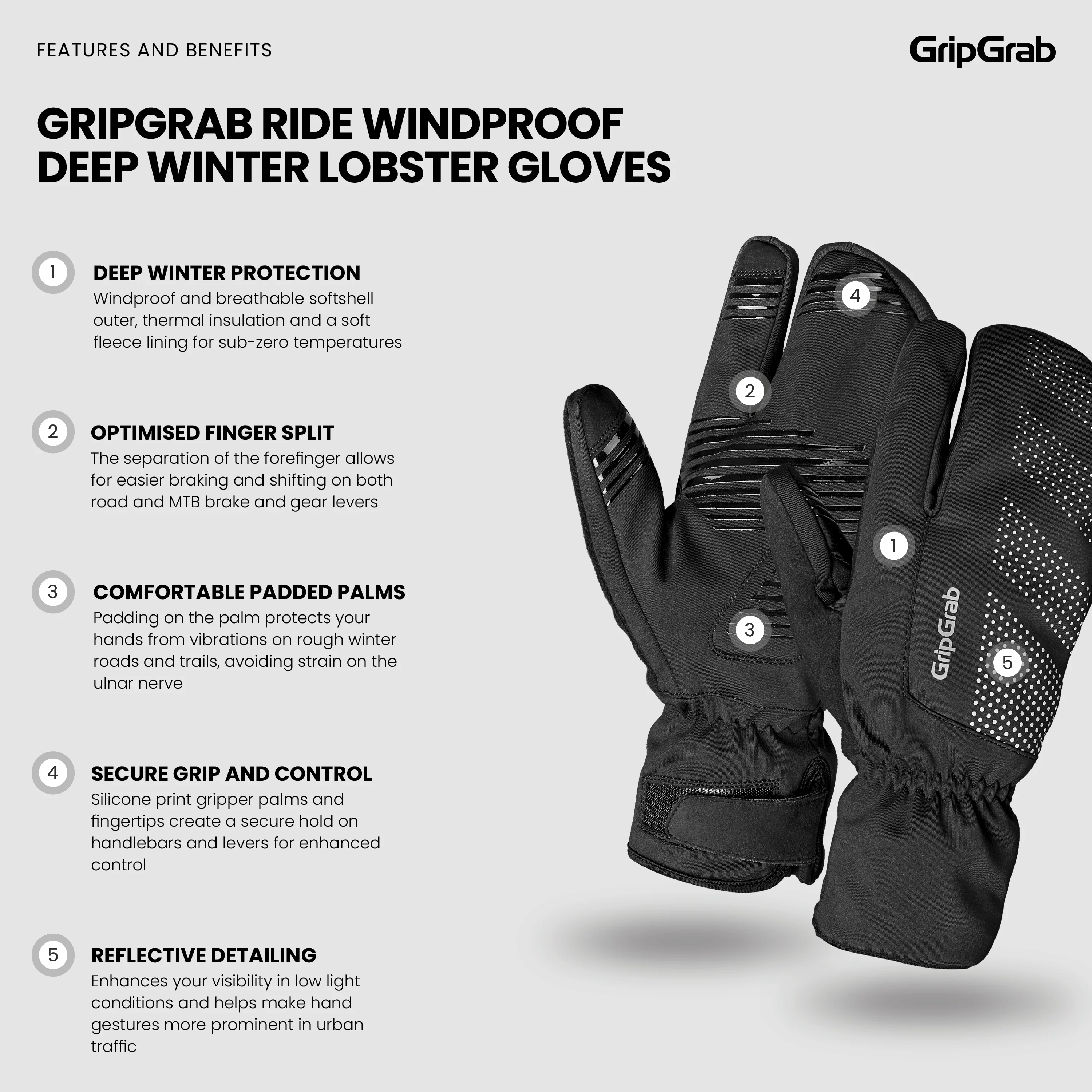 RIDE Windproof Deep Winter Lobster Gloves - Image 7