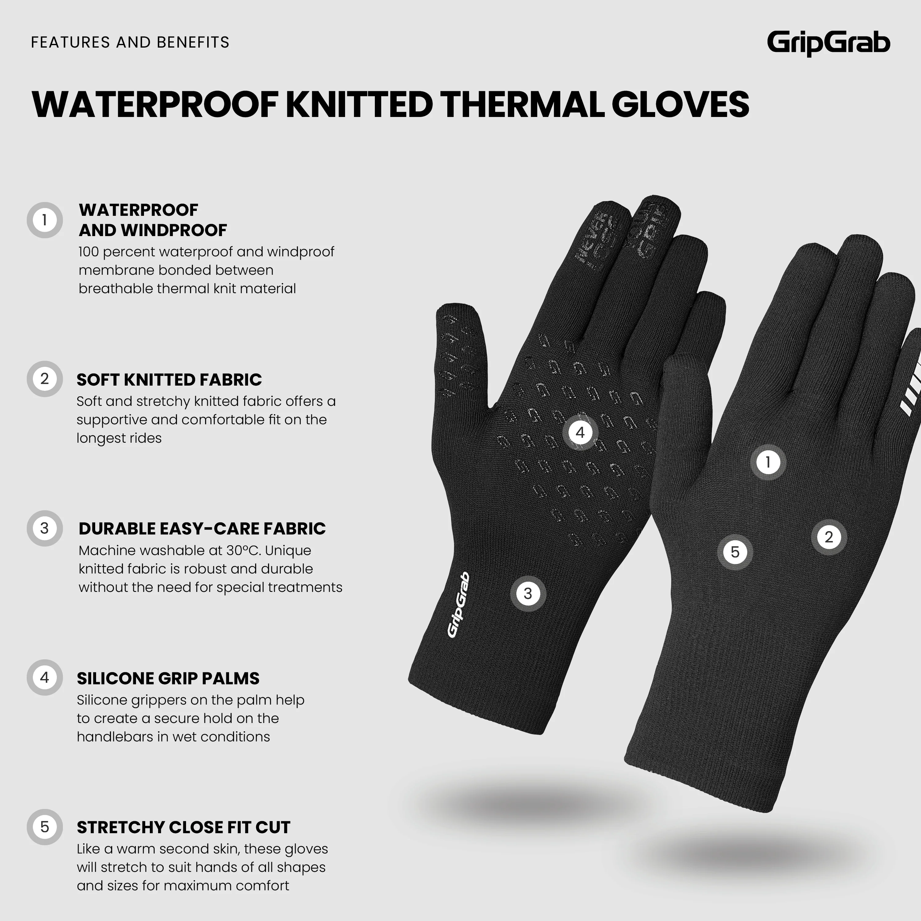 Waterproof Knitted Winter Gloves - Image 3