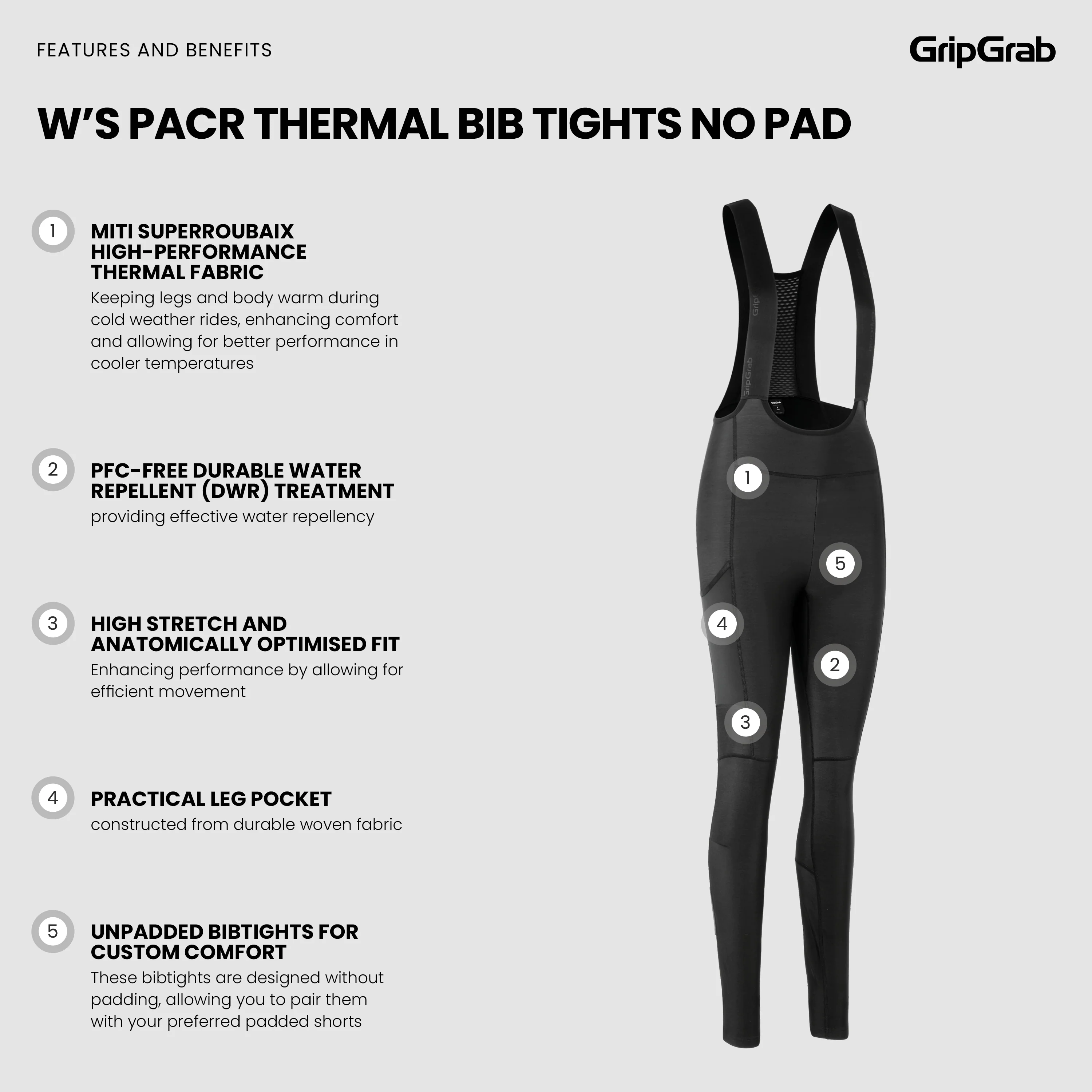 Women's PACR Thermal Bib Tights No Pad - Image 5
